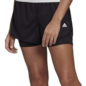 Adidas Climalite 2 in 1 Shorts Built in Spandex 3 Stripe Logo Black Small